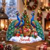 Picture of Personalized Peacock Christmas Ornament, Custom Name Peacock Gift, Bird Lover Ornament, Colorful Holiday Keepsake, 2D Flat Christmas Decor