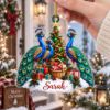Picture of Personalized Peacock Christmas Ornament, Custom Name Peacock Gift, Bird Lover Ornament, Colorful Holiday Keepsake, 2D Flat Christmas Decor