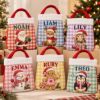 Picture of Personalized Christmas Reticule Bag, Custom Name Kids Christmas Gift Bag, Cute Santa Reindeer Snowman Penguin Treat Bag, Holiday Candy Bag