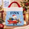 Picture of Personalized Christmas Reticule Bag, Custom Name Kids Holiday Gift Bag, Cute Animal Christmas Treat Bag, Christmas Eve Candy Bag for Kids