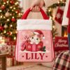 Picture of Personalized Christmas Cat Reticule, Custom Name Christmas Gift Bag, Cute Kitty Candy Bag, Kids Holiday Treat Bag, Xmas Tree Decoration