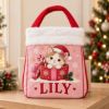 Picture of Personalized Christmas Cat Reticule, Custom Name Christmas Gift Bag, Cute Kitty Candy Bag, Kids Holiday Treat Bag, Xmas Tree Decoration