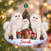 Picture of Personalized Persian Cat Christmas Ornament, Custom Name White Cat Ornament, Cat Mom Gift, Persian Cat Lover Gift, 2D Flat Xmas Keepsake