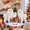 Picture of Personalized Persian Cat Christmas Ornament, Custom Name White Cat Ornament, Cat Mom Gift, Persian Cat Lover Gift, 2D Flat Xmas Keepsake