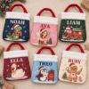 Picture of Personalized Christmas Reticule Bag, Custom Name Kids Holiday Gift Bag, Cute Christmas Treat Bag, Santa Candy Bag, Xmas Tree Decoration