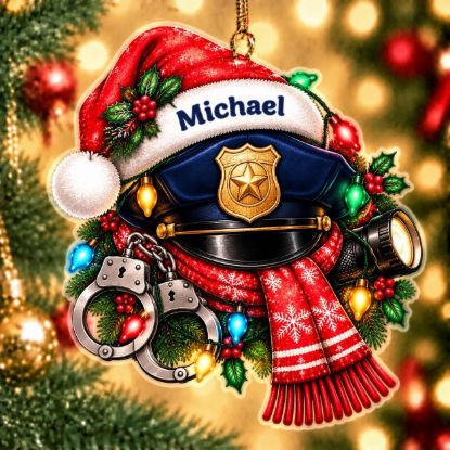 Picture of Personalized Police Officer Christmas Ornament, Custom Name Cop Ornament, Law Enforcement Gift, Police Christmas Gift, Officer Tree Decor
