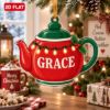 Picture of Personalized Teapot Christmas Ornament, Custom Name Tea Lover Gift, Tea Party Ornament, Kitchen Christmas Decor, 2D Flat Christmas Keepsake