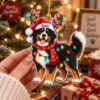Picture of Personalized Bernese Mountain Dog Christmas Ornament, Custom Dog Name Ornament, 2D Flat Pet Xmas Decor, Dog Lover Gift, Pet Xmas Keepsake