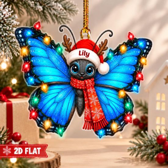 Picture of Personalized Butterfly Christmas Ornament, Custom Name Butterfly Ornament, 2D Flat Xmas Decor, Butterfly Lover Gift, Holiday Keepsake 2026