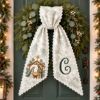 Picture of Personalized Christian Christmas Wreath Sash, Nativity Monogram Wreath Bow, Embroidered Holy Family Door Decor, Religious Christmas Gift