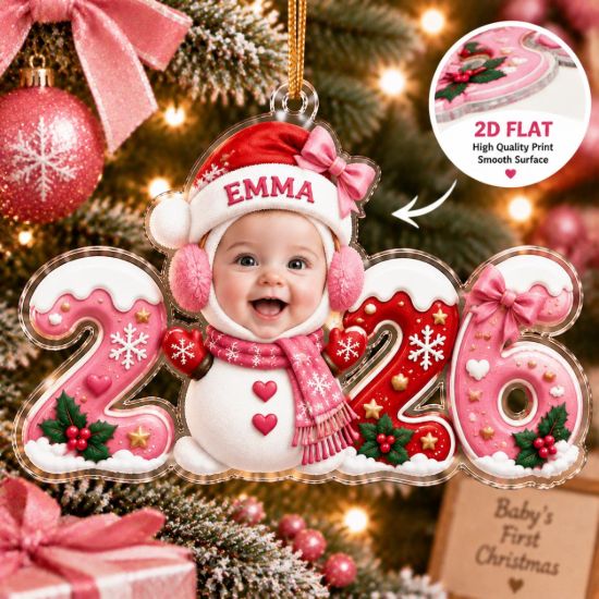 Picture of Personalized Baby First Christmas Ornament, Custom Photo Christmas Ornament, Baby 2026 Keepsake, Newborn Holiday Gift, Family Tree Decor