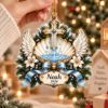 Picture of Personalized Religious Christmas Ornament, Custom Cross Nativity Ornament, Christian Christmas Gift, Angel Wings Keepsake, Faith Tree Decor