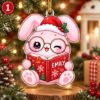 Picture of Personalized Bunny Christmas Ornament, Custom Name Rabbit Ornament, Kids Xmas Gift, Gamer Ballerina Artist Music Lover 2D Flat Decor 2026