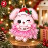 Picture of Personalized Bunny Christmas Ornament, Custom Name Rabbit Ornament, Kids Xmas Gift, Gamer Ballerina Artist Music Lover 2D Flat Decor 2026