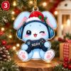 Picture of Personalized Bunny Christmas Ornament, Custom Name Rabbit Ornament, Kids Xmas Gift, Gamer Ballerina Artist Music Lover 2D Flat Decor 2026