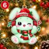 Picture of Personalized Bunny Christmas Ornament, Custom Name Rabbit Ornament, Kids Xmas Gift, Gamer Ballerina Artist Music Lover 2D Flat Decor 2026