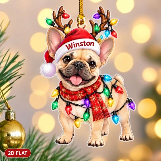 Picture of Personalized French Bulldog Christmas Ornament, Custom Dog Name Ornament, Frenchie Lover Gift, 2D Flat Pet Christmas Holiday Keepsake 2026