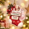 Picture of Personalized Baby First Christmas Ornament 2026, Custom Name Baby Girl Stocking Ornament, Newborn Gift, 2D Flat Christmas Keepsake Ornament