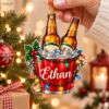Picture of Personalized Beer Bucket Christmas Ornament, Custom Name Beer Lover Gift, 2D Flat Holiday Bar Decor, Husband Dad Groomsmen Keepsake Gift
