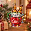 Picture of Personalized Beer Bucket Christmas Ornament, Custom Name Beer Lover Gift, 2D Flat Holiday Bar Decor, Husband Dad Groomsmen Keepsake Gift