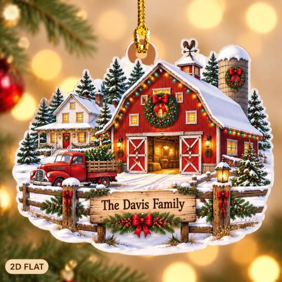 Picture of Personalized Farm Family Christmas Ornament, Custom Family Name Barn Ornament, Farmhouse Xmas Gift, 2D Flat Christmas Holiday Keepsake 2026