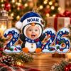 Picture of Personalized Baby Photo Christmas Ornament 2026, Custom Name Penguin Ornament, Baby First Christmas Gift, 2D Flat Christmas Holiday Keepsake