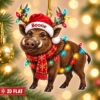 Picture of Personalized Wild Boar Christmas Ornament, Custom Boar Ornament, Hunting Gift, 2D Flat Woodland Animal Holiday Keepsake Christmas Hunting