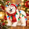 Picture of Personalized Polar Bear Christmas Ornament, Custom Name Arctic Bear Ornament, 2D Flat Winter Animal Gift, Polar Bear Lover Keepsake Gift