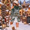 Picture of Personalized Emerald Christmas Hoodie Dress, Custom Name Cold Shoulder Winter Dress, Christmas Conservatory Holiday Hoodie, Gift for Her