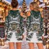 Picture of Personalized Emerald Christmas Hoodie Dress, Custom Name Cold Shoulder Winter Dress, Christmas Conservatory Holiday Hoodie, Gift for Her