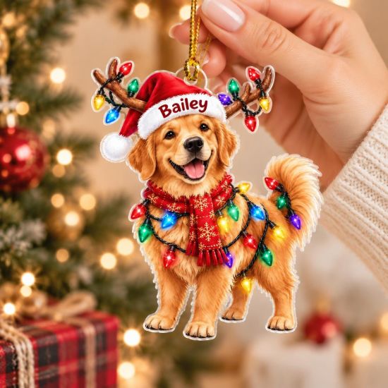 Picture of Personalized Golden Retriever Christmas Ornament, Custom Name Dog Ornament, Golden Retriever Lover Gift, 2D Flat Pet Holiday Keepsake 2026