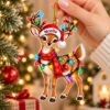 Picture of Personalized Deer Christmas Ornament, Custom Name Fawn Ornament, Reindeer Lover Gift, Woodland Animal Christmas Decor, 2D Flat Keepsake