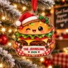 Picture of Personalized Burger Christmas Ornament, Custom Family Name Hamburger Ornament, Foodie Gift, Funny Food Christmas Decor, 2D Flat Keepsake