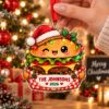 Picture of Personalized Burger Christmas Ornament, Custom Family Name Hamburger Ornament, Foodie Gift, Funny Food Christmas Decor, 2D Flat Keepsake