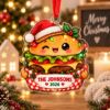 Picture of Personalized Burger Christmas Ornament, Custom Family Name Hamburger Ornament, Foodie Gift, Funny Food Christmas Decor, 2D Flat Keepsake