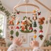 Picture of Woodland Baby Mobile, Felt Forest Crib Mobile with Fox Deer Bunny Animals, Handmade Nursery Decor, Baby Room Hanging, Baby Shower Gift