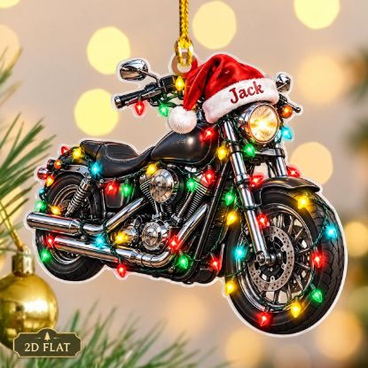 Picture of Personalized Motorcycle Christmas Ornament, Custom Name Biker Ornament, Motorcycle Lover Gift, Rider Christmas Decor, 2D Flat Keepsake 2026