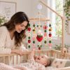 Picture of Strawberry Garden Baby Mobile, Felt Crib Mobile with Bunny Flowers, Whimsical Nursery Decor, Handmade Baby Room Hanging, Shower Gift