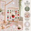 Picture of Strawberry Garden Baby Mobile, Felt Crib Mobile with Bunny Flowers, Whimsical Nursery Decor, Handmade Baby Room Hanging, Shower Gift