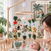 Picture of Jungle Safari Baby Mobile, Felt Crib Mobile with Sloth Monkey Leopard Animals, Tropical Nursery Decor,Handmade Baby Room Hanging,Shower Gift