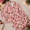 Picture of Personalized Women’s Christmas Satin Pajama Set, Pink Nutcracker Holiday PJs, Custom Name Ballet Sleepwear, Adult Xmas Gift Gift For Her