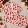 Picture of Personalized Women’s Christmas Satin Pajama Set, Pink Nutcracker Holiday PJs, Custom Name Ballet Sleepwear, Adult Xmas Gift Gift For Her