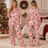 Picture of Personalized Women’s Christmas Satin Pajama Set, Pink Nutcracker Holiday PJs, Custom Name Ballet Sleepwear, Adult Xmas Gift Gift For Her