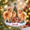 Picture of Personalized Pomeranian Ornament, Custom Dog Name Christmas Ornament, Pomeranian Lover Gift, Pet Family Keepsake, 2D Flat Christmas Decor