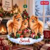 Picture of Personalized Pomeranian Ornament, Custom Dog Name Christmas Ornament, Pomeranian Lover Gift, Pet Family Keepsake, 2D Flat Christmas Decor
