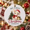 Picture of Personalized Bunny First Christmas Ornament, Custom Baby Name Christmas Gift, Rabbit Ornament, My First Christmas Keepsake, Nursery Gift