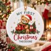 Picture of Personalized Baby First Christmas Ornament, Custom Name Teddy Bear Train Ornament, Newborn Christmas Keepsake, Baby Gift, 2D Flat Decor 2026