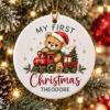 Picture of Personalized Baby First Christmas Ornament, Custom Name Teddy Bear Train Ornament, Newborn Christmas Keepsake, Baby Gift, 2D Flat Decor 2026