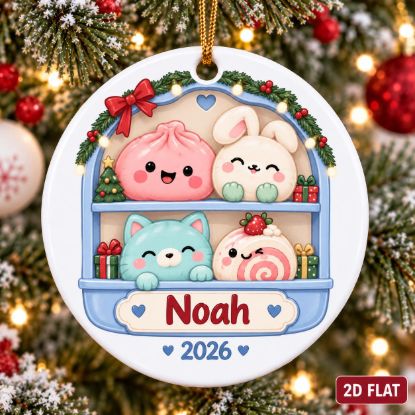 Picture of Personalized Squishy Christmas Ornament, Custom Name 2026, Cute Kawaii Animal Ornament,Baby First Christmas Gift, 2D Flat Christmas Keepsake