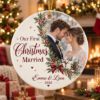 Picture of Personalized First Christmas Married Ornament 2026, Custom Photo Wedding Ornament, Newlywed Couple Christmas Gift, Husband Wife Keepsake